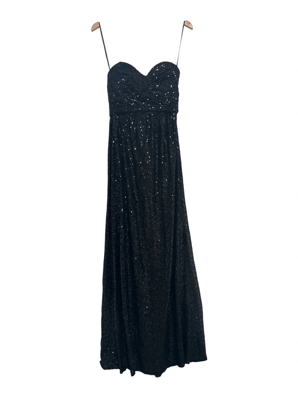 Amsale Formal Gown Black Sequins Strapless Dress